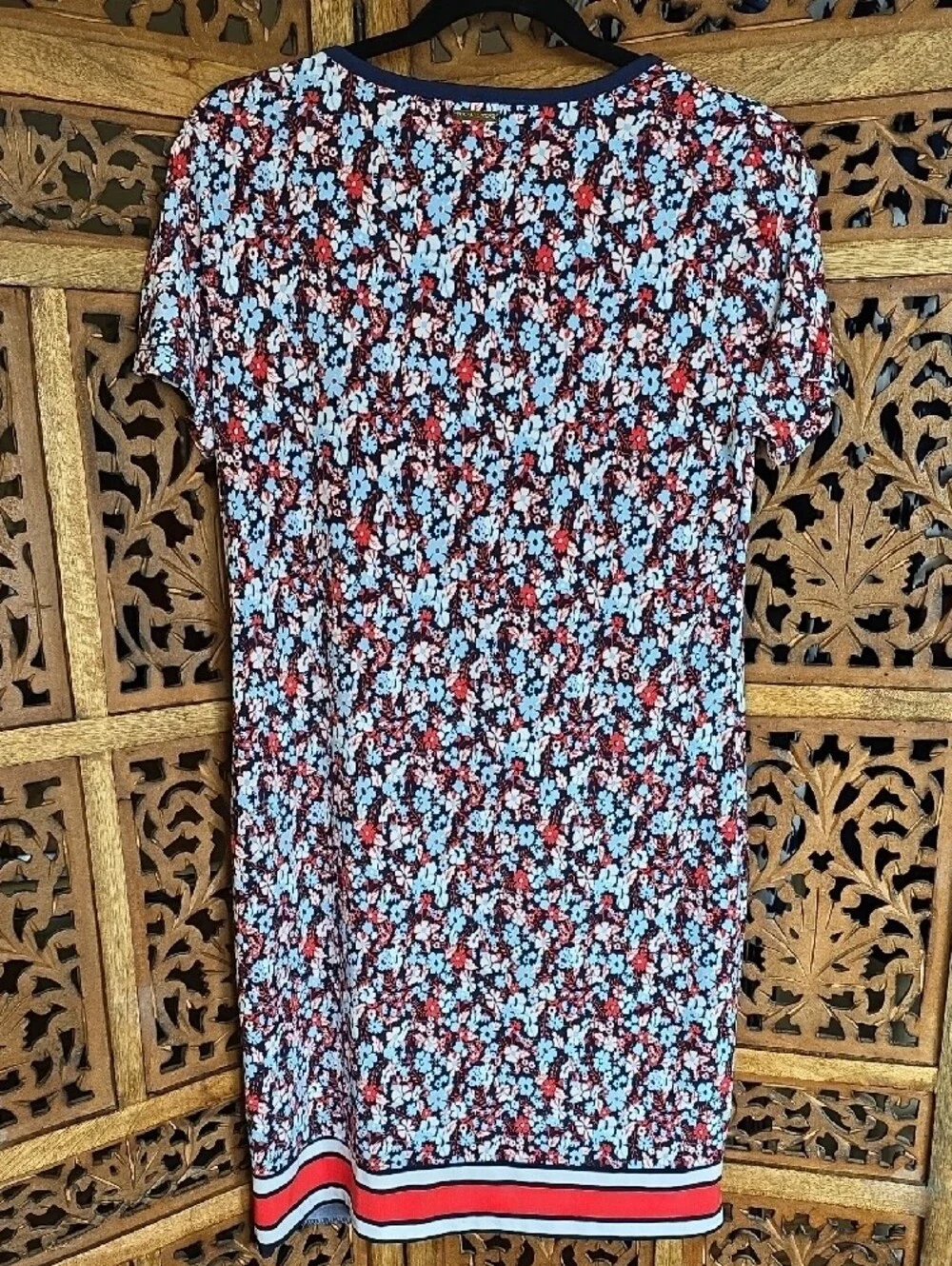Michael Kors Navy Dress with Blue and Red Floral Print